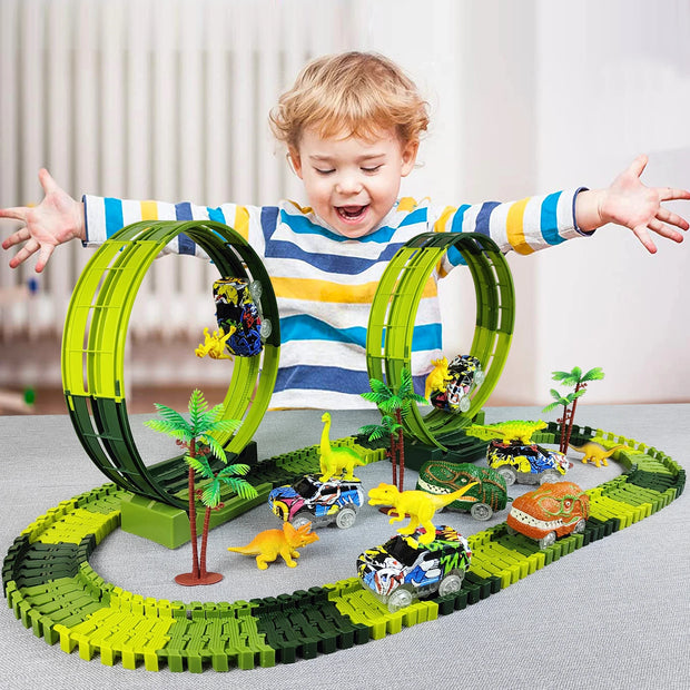 Electric Dinosaur Car Track Set