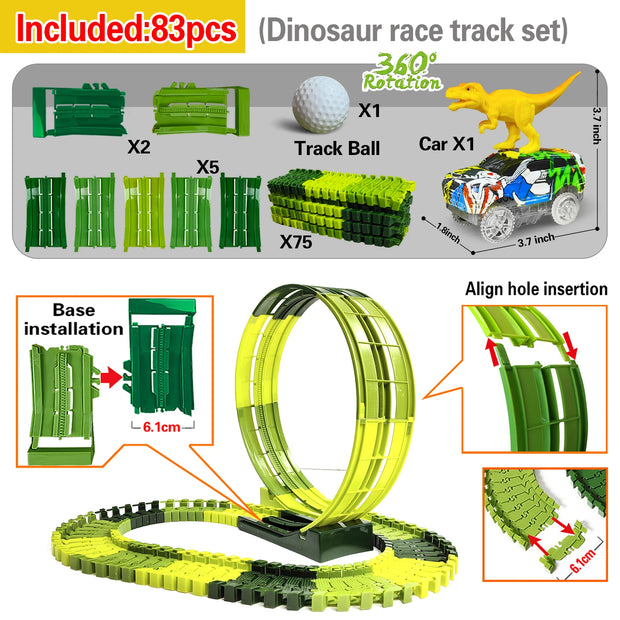 Electric Dinosaur Car Track Set